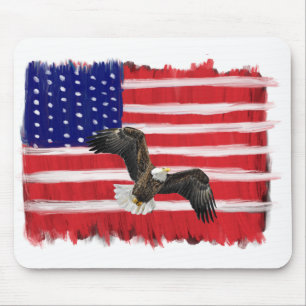 Tapis De Souris Drapeau peint d'art populaire avec aigle