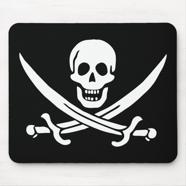 Tapis De Souris Drapeau pirate crâne épées croisées (Devant)