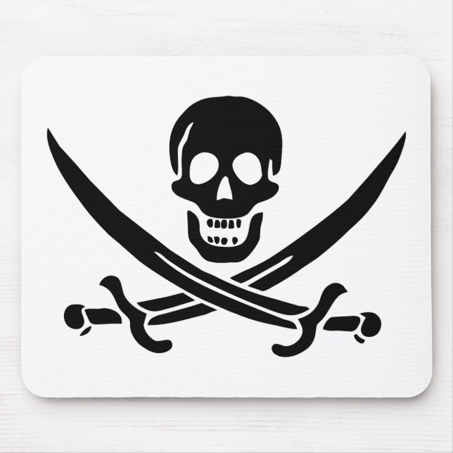 Tapis De Souris Drapeau pirate crâne épées croisées (Devant)