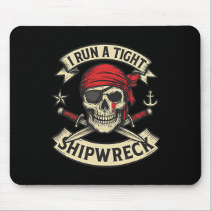 Tapis De Souris Drapeau Pirate Et Traverses Je Dirige Un Épave Ser