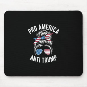 Tapis De Souris Drapeau politique Pro America Anti Trump Messy Bun