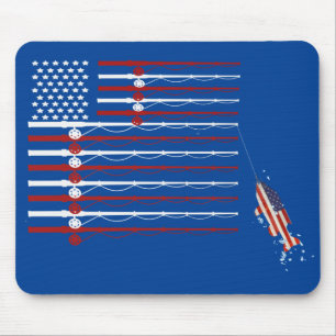 Tapis De Souris Drapeau Poteaux de pêche avec poisson