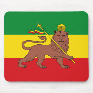 Tapis De Souris Drapeau rastafarien d'Ethiopie Lion de Juda Postca