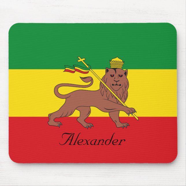 Tapis De Souris Drapeau rastafarien personnalisé d'Ethiopie Lion d (Devant)