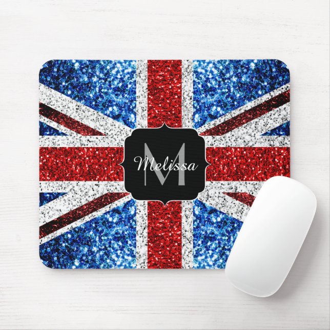 Tapis De Souris Drapeau rouge bleu blanc brillant parties scintill (Avec souris)