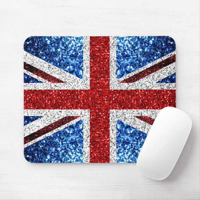 Tapis De Souris Drapeau rouge bleu blanc brillant parties scintill (Avec souris)