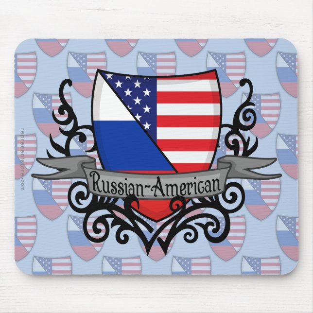 Tapis De Souris Drapeau Russe-Américain de bouclier (Devant)