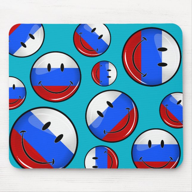 Tapis De Souris Drapeau russe de sourire (Devant)