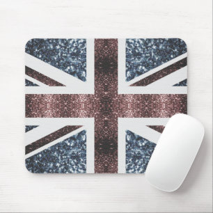 Tapis De Souris Drapeau rustique UK rouge bleu étincelants parties