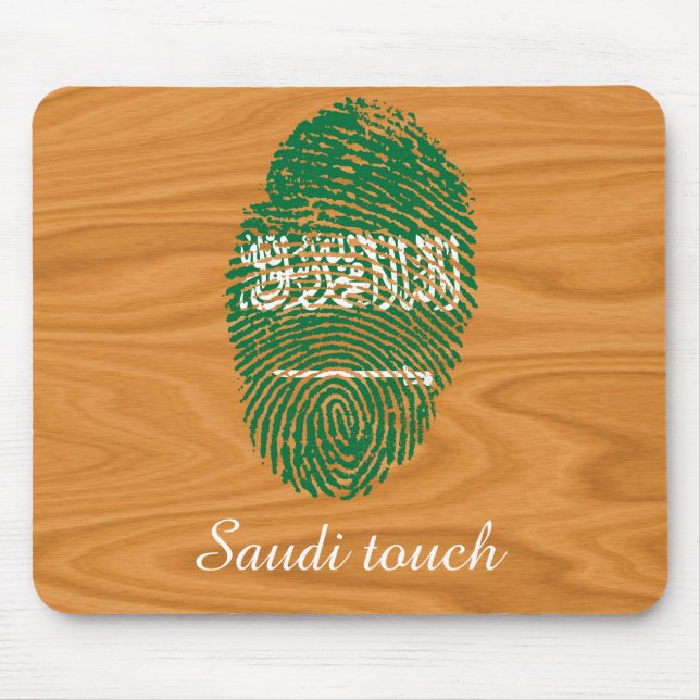 Tapis De Souris Drapeau saoudien d'empreinte digitale de contact (Devant)