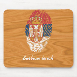 Tapis De Souris Drapeau serbe d'empreinte digitale de contact