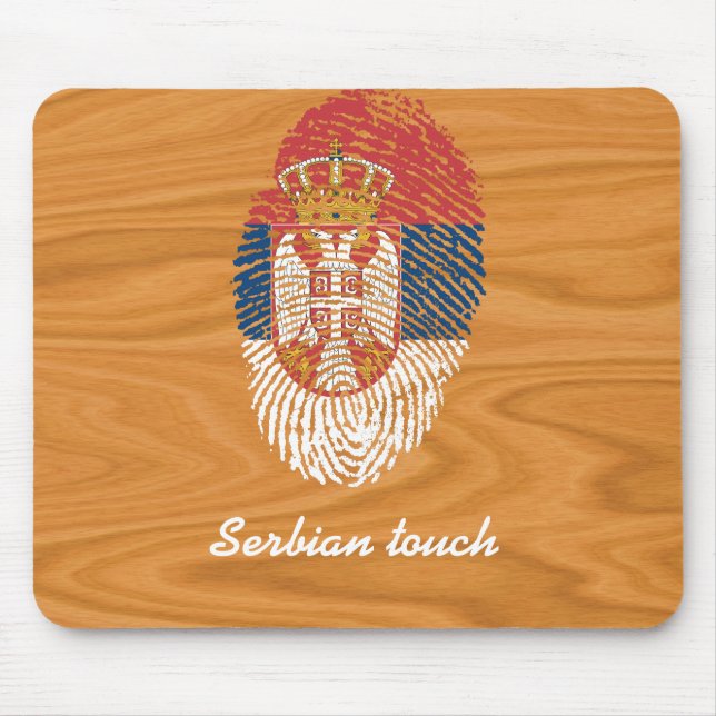 Tapis De Souris Drapeau serbe d'empreinte digitale de contact (Devant)