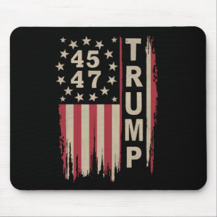 Tapis De Souris Drapeau Trump 45 47 Vintage Rétro Amérique USA