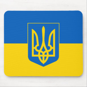 Tapis De Souris Drapeau ukrainien avec armoiries