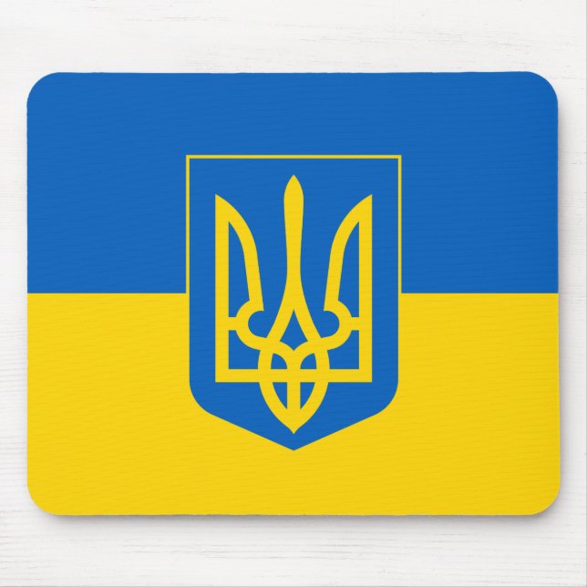 Tapis De Souris Drapeau ukrainien avec armoiries (Devant)