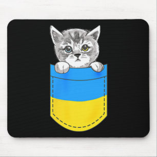 Tapis De Souris Drapeau ukrainien Chat mignon dans la poche Cadeau