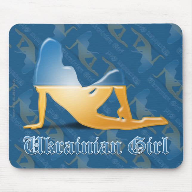 Tapis De Souris Drapeau ukrainien de silhouette de fille (Devant)