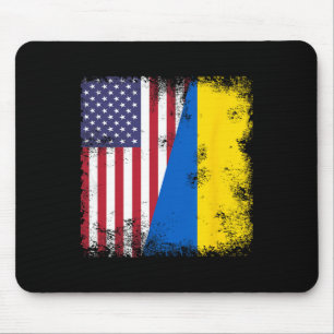 Tapis De Souris Drapeau ukrainien moitié vintage Ukraine États-Uni