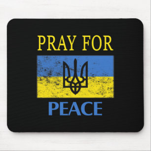 Tapis De Souris Drapeau ukrainien vintage Priez pour la paix Priez