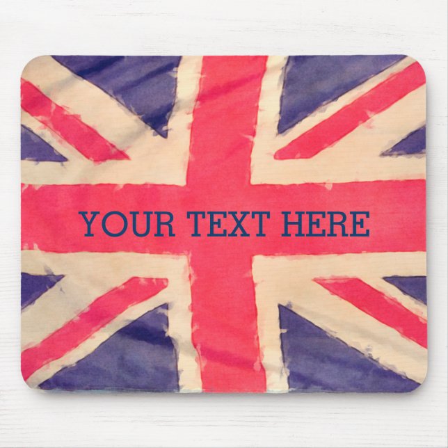 Tapis De Souris DRAPEAU UNION JACK grunge + votre texte (Devant)