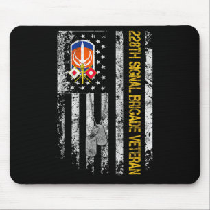Tapis De Souris Drapeau US 228e Signal Brigade Militaire Vintage V