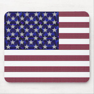 Tapis De Souris Drapeau USA Art en Pierres Précieuses