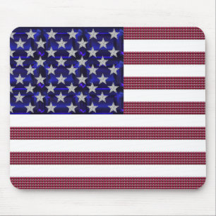 Tapis De Souris Drapeau USA Art en Pierres Précieuses