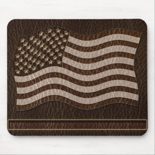 Tapis De Souris Drapeau USA aspect cuir foncé