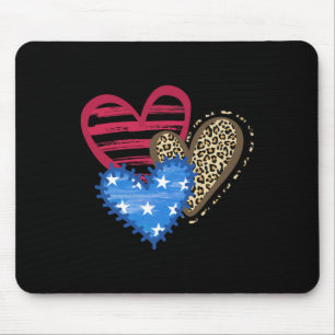 Tapis De Souris Drapeau Usa Cœur 4 Juillet Léopard Patriotique Rou
