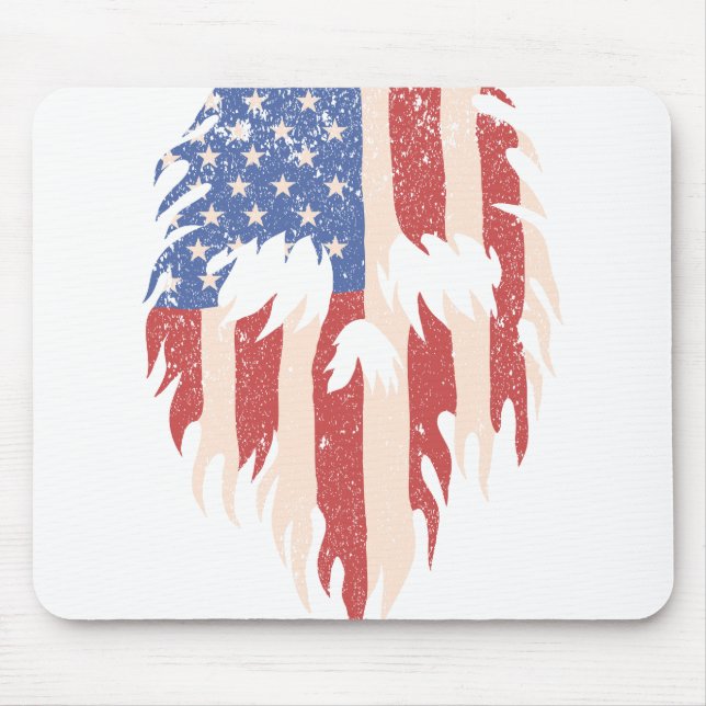 Tapis De Souris Drapeau USA Crâne Barbe | Design Patriotique Détre (Devant)