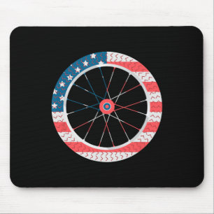 Tapis De Souris Drapeau Usa Roue De Vélo Jour De L'indépendance 4
