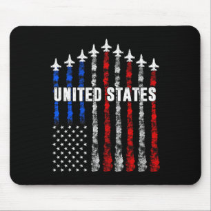 Tapis De Souris Drapeau Usa Rouge Blanc Bleu Patriotique Avions De