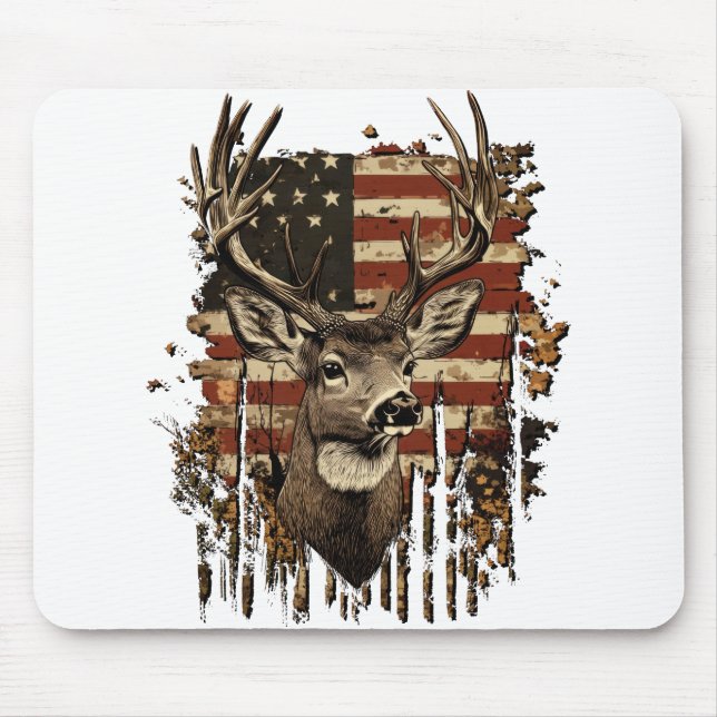 Tapis De Souris Drapeau USA Saison Cerf, Buck (Devant)