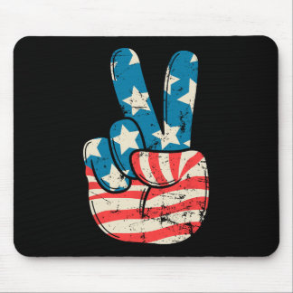 Tapis De Souris Drapeau Usa Signe De Paix Main 4 Juillet Patriote