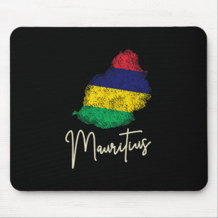Tapis De Souris Drapeau vintage de l'île Maurice Océan Indien Vaca