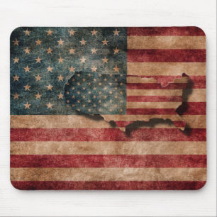 Tapis De Souris Drapeau vintage grunge USA étoiles et bandes et ca