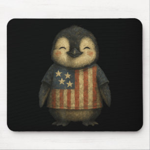 Tapis De Souris Drapeau vintage Penguin américain célébrant l'indé