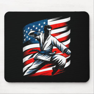 Tapis De Souris Drapeau vintage Usa Distorsion Japonais Art Karate