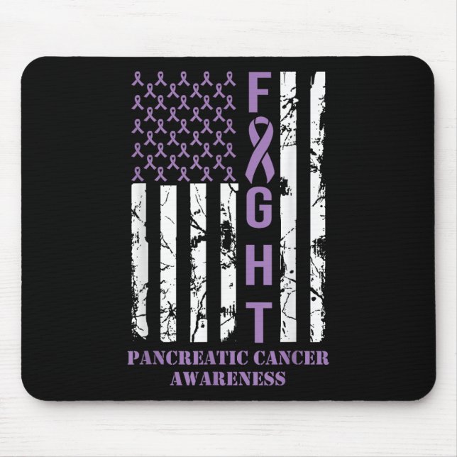 Tapis De Souris Drapeau violet ribbon soutien cancer pancréatique (Devant)