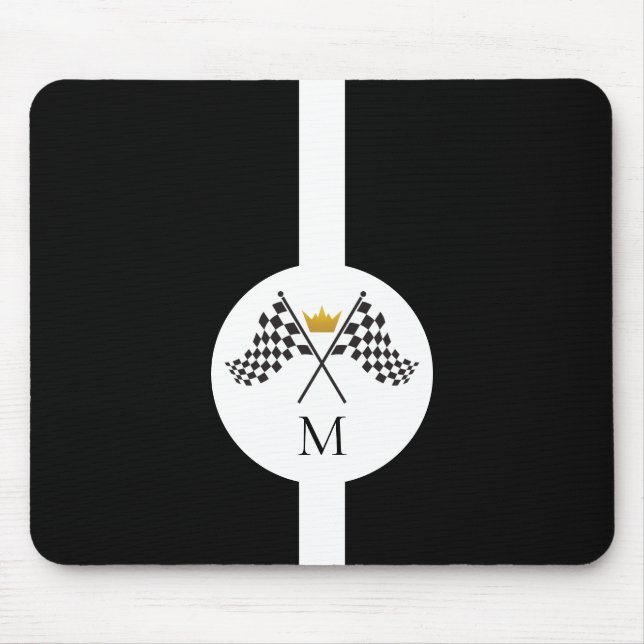 Tapis De Souris Drapeaux à damier Monogramme initial  (Devant)
