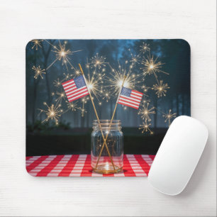 Tapis De Souris Drapeaux américains avec des cierges magiques dans