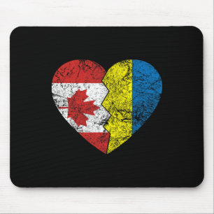 Tapis De Souris Drapeaux Canadiens Ukrainiens Cœur Canada Ukraine