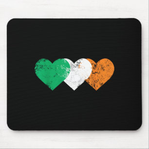Tapis De Souris Drapeaux irlandais 3 cœurs pour la Saint-Patrick