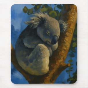 Tapis De Souris Dreaming in the Eucalyptus - Sleeping Koala Art