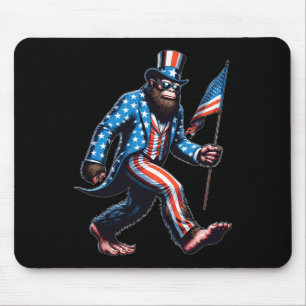 Tapis De Souris Drôle 4 juillet Bigfoot Sasquatch américain