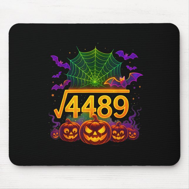 Tapis De Souris Drôle 67 Mème Prof de maths 6 7 Halloween Carré Ro (Devant)