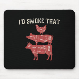 Tapis De Souris Drôle Bbq Cow Cog Poulet Graphique Femmes Hommes V