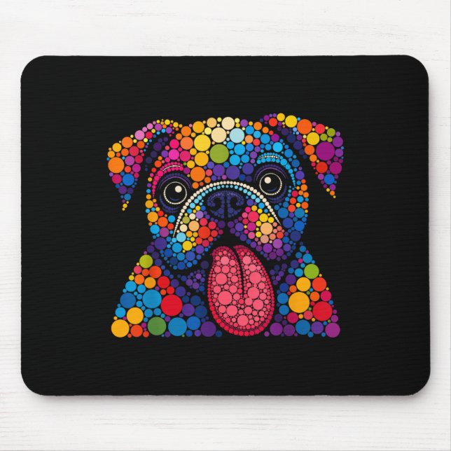 Tapis De Souris Drôle Bulldog Amoureux de les chiens Polka Dot Jou (Devant)