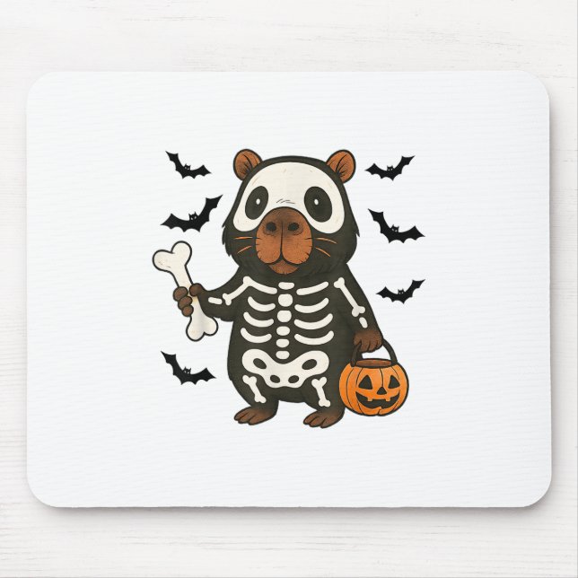 Tapis De Souris Drôle Capybara Skeleton Citrouille Costume d'Hallo (Devant)