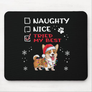 Tapis De Souris Drôle Cardigan Welsh Corgi Chien Noël Naughty N